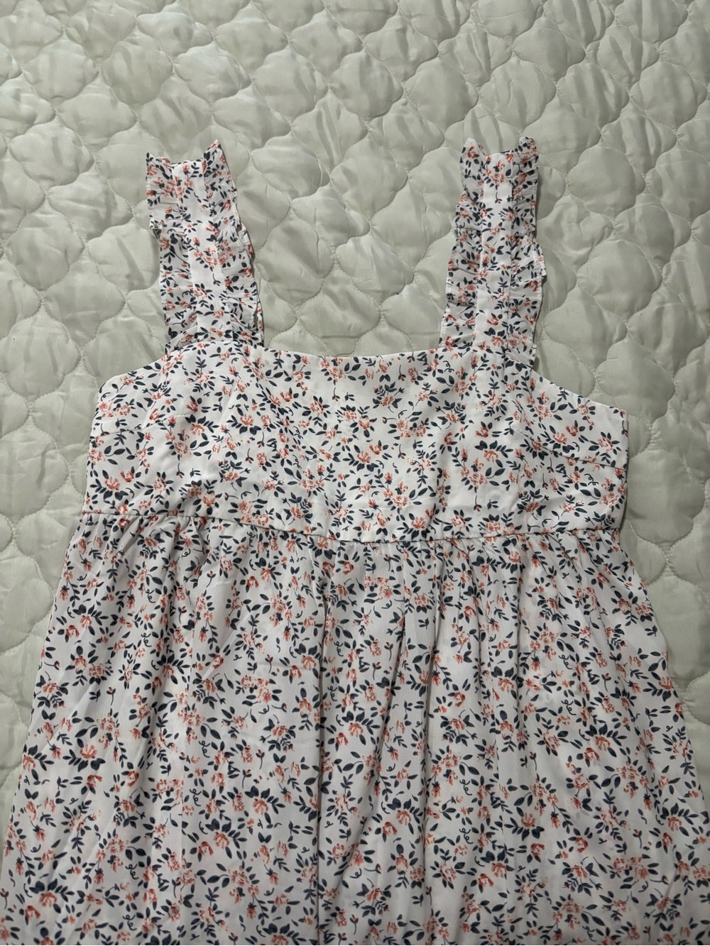 Elloh Floral Smocked Maxi Dress in Cream with Pink & Blue Flowers - Picture 4 of 4